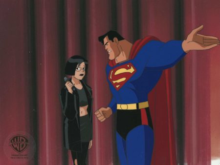 Superman the Animated Series Original Production Cel with Matching Drawing: Superman and Leslie Willis Online Hot Sale