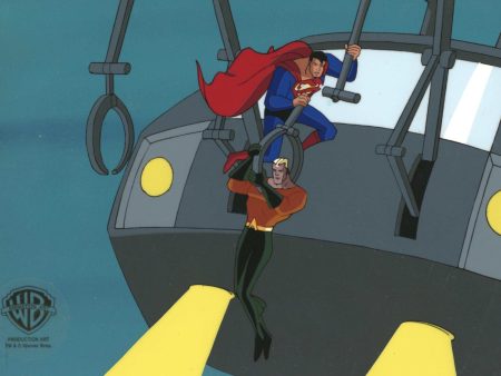 Superman the Animated Series Original Production Cel on Original Background: Superman and Aquaman Supply