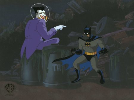 Batman The Animated Series Original Production Cel On Original Background with Matching Drawing: Batman and Joker Cheap