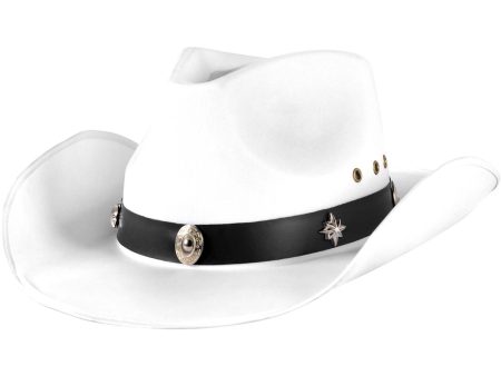 Adult White Cowboy Hat with Studded Band Discount