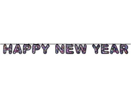 Starlight Happy New Year Confetti Banner Decorations 17in X 4in For Sale