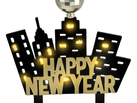 Light Up New Year’s Eve Skyline Cake Topper 5in x 6in For Discount