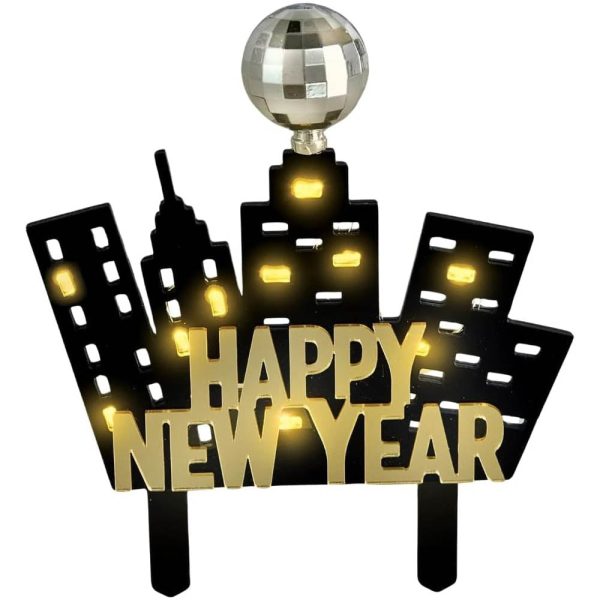 Light Up New Year’s Eve Skyline Cake Topper 5in x 6in For Discount